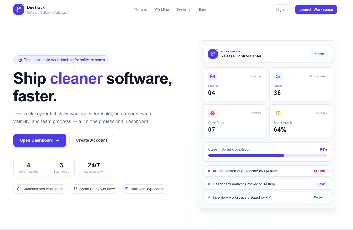 DevTrack preview